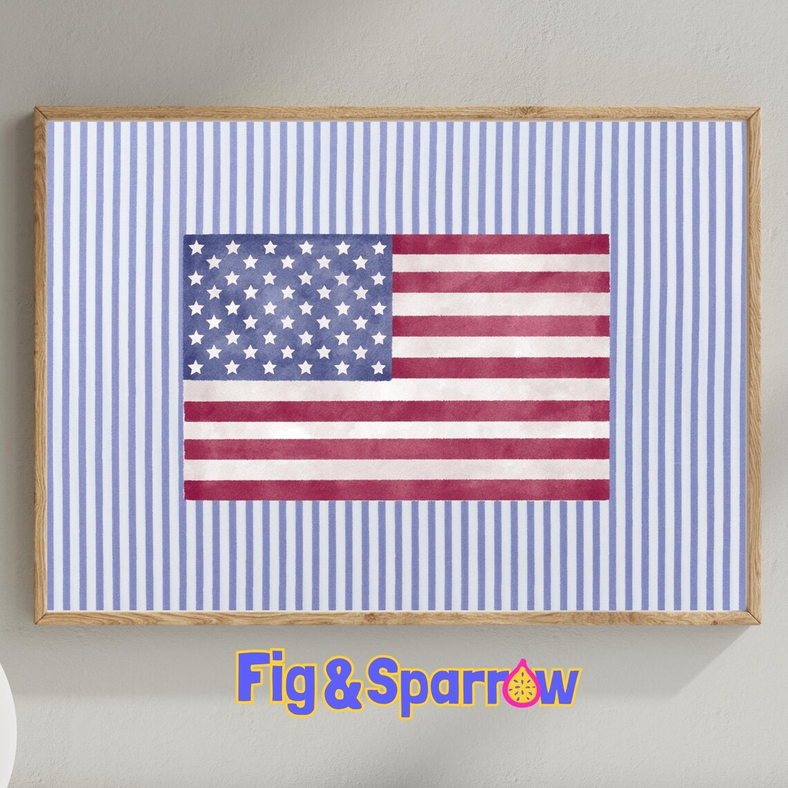 Preppy Flag Art Print, Red White Blue Stripes