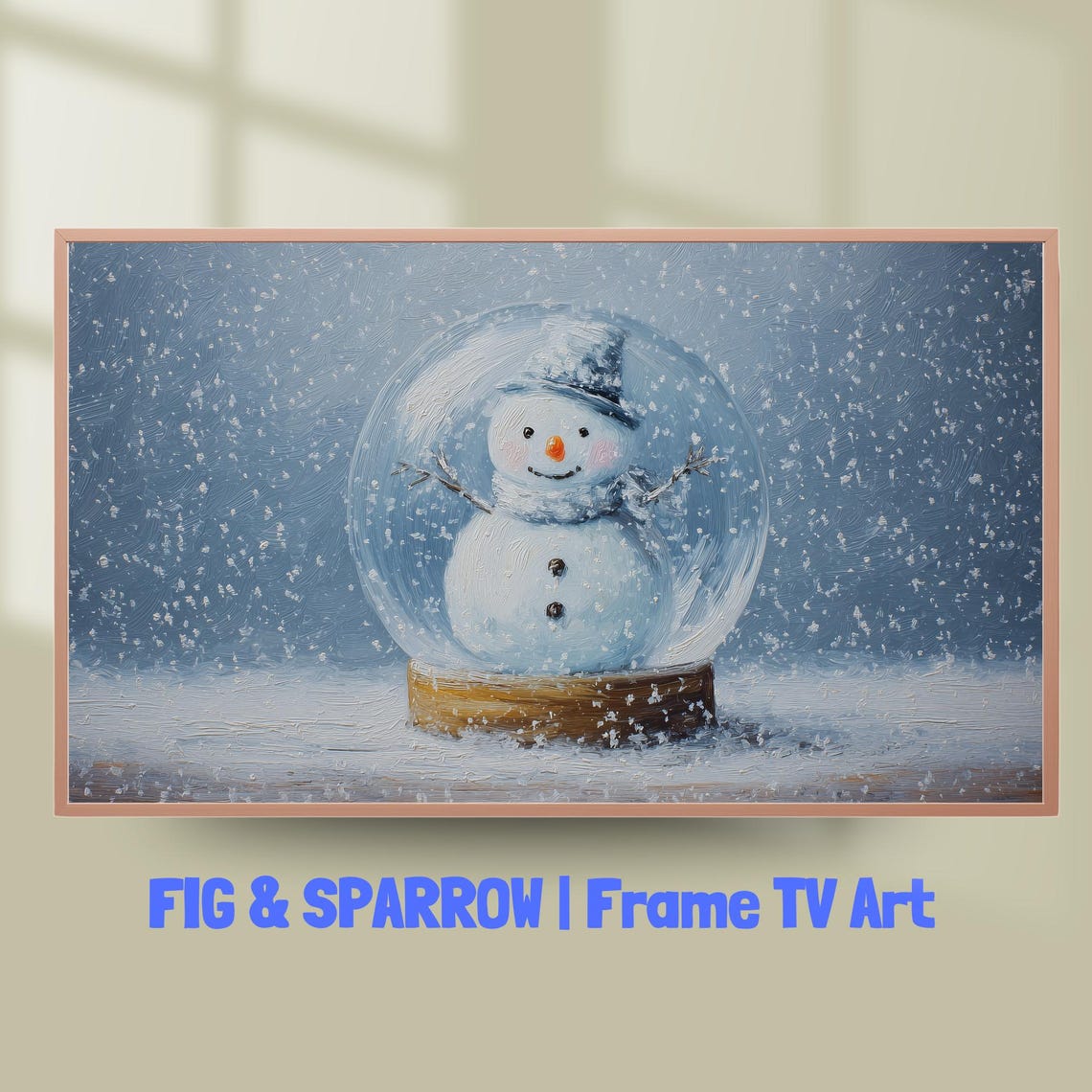 Snowman Snow Globe Vintage Winter Christmas Holiday Wall Art