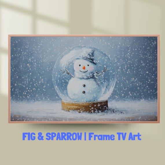 Snowman Snow Globe Vintage Winter Christmas Holiday Wall Art