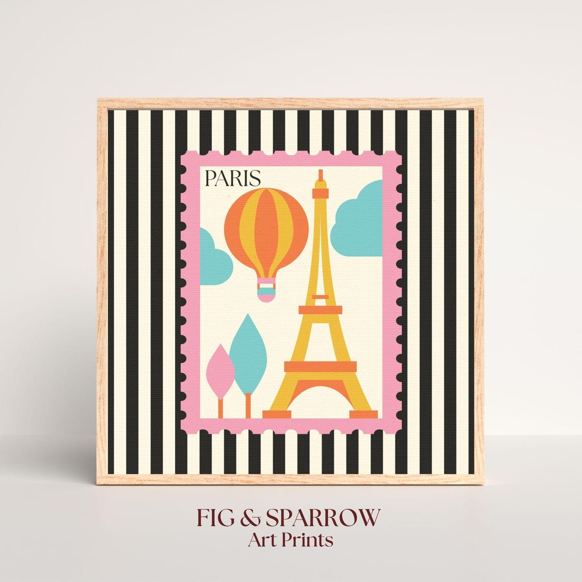 Eiffel Tower Retro Paris Stamp Poster