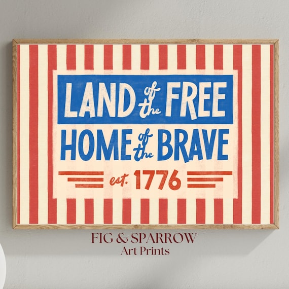 Americana 4th Of July Vintage Poster, Land The Free