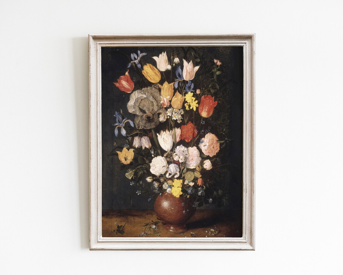 Dark Academia Floral Still Life, Vintage Art Print