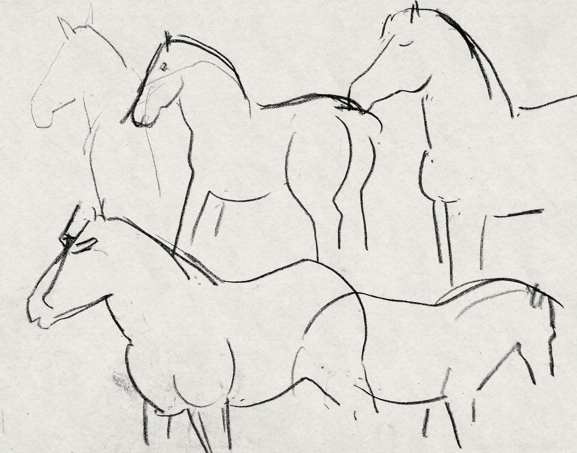 Vintage Horse Line Art, Minimalist Country Art Print - Image 3