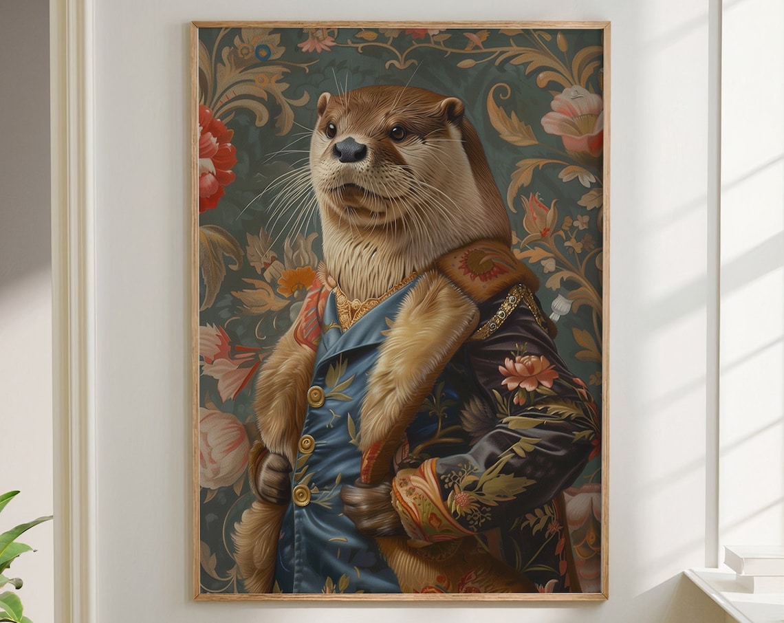 Otter Royal Renaissance Portrait Vintage Art Print