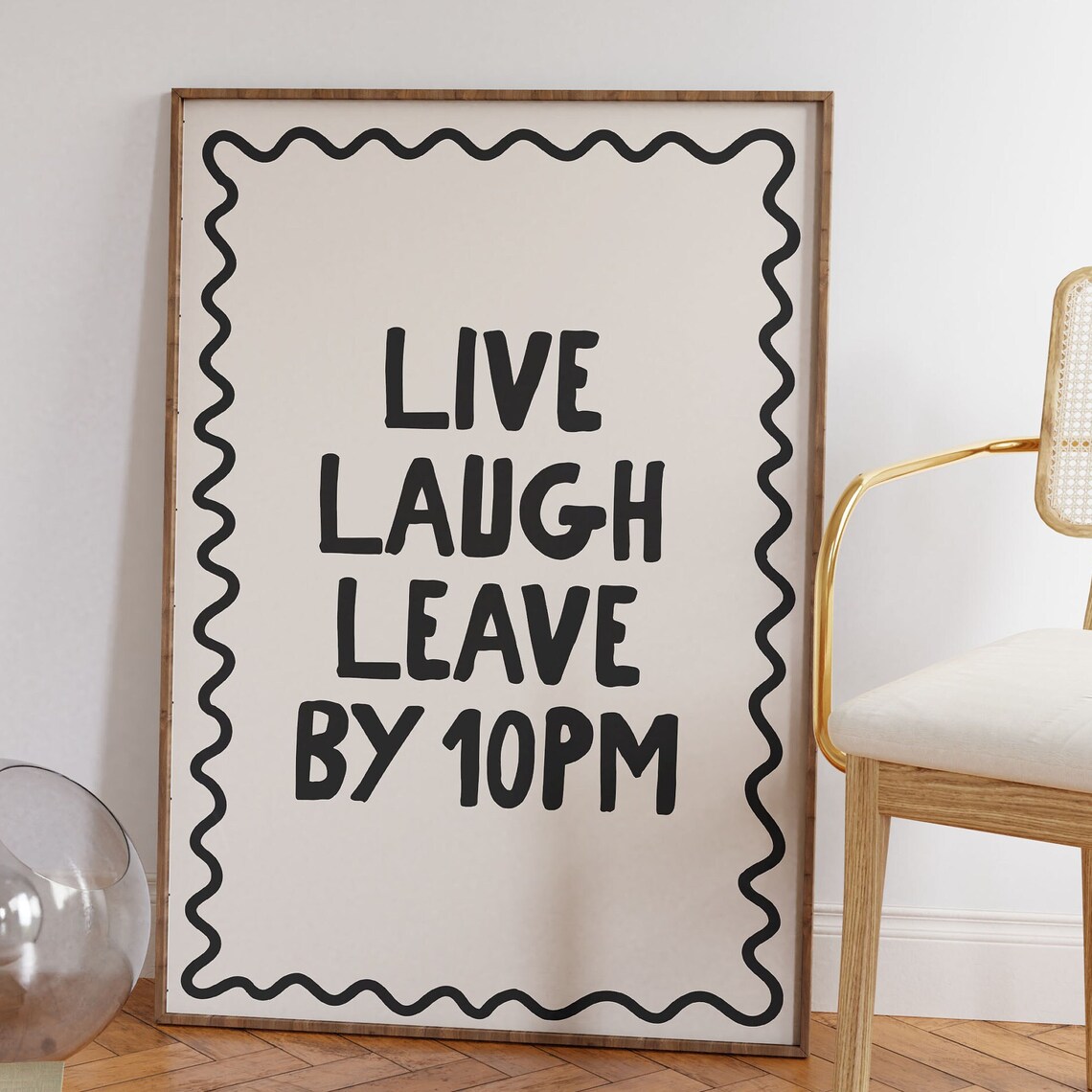 Live Laugh Leave By 10pm Funny Introvert Quote Typography Poster