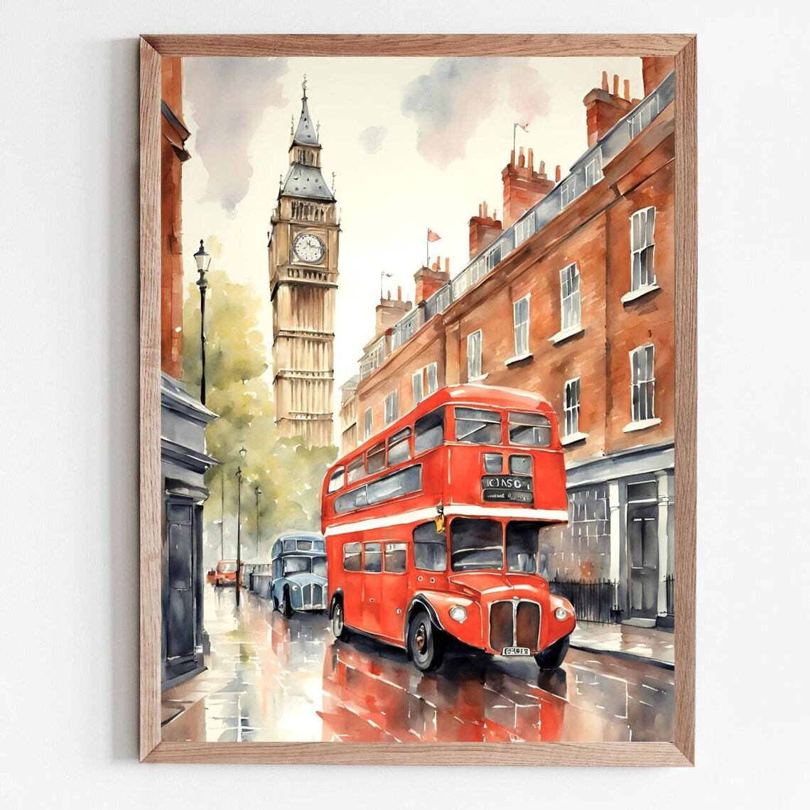 London Watercolor Painting Print, Big Ben Cityscape