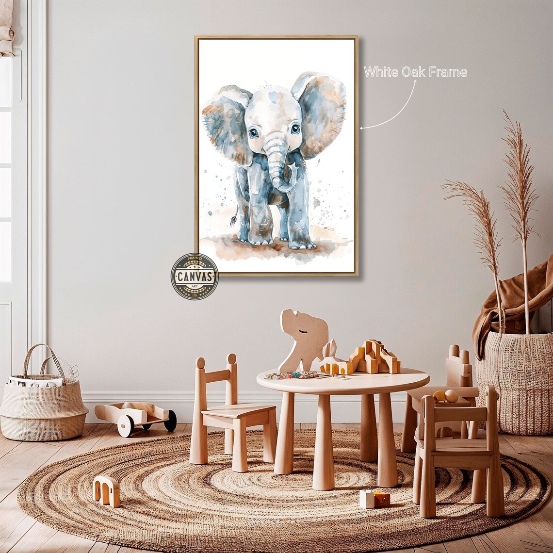 Cute Baby Elephant Blue Watercolor Safari Nursery Animal Art Poster - Image 3