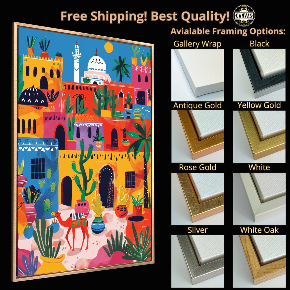 Colorful Moroccan Town Exotic Desert Village Abstract Wall Poster - Image 5