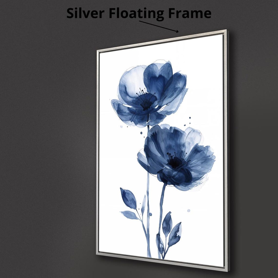 Blue Watercolor Flowers Bloom Pair Botanical Minimalist Poster - Image 2
