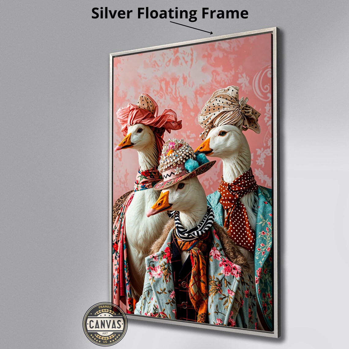 Three Fashionable Geese Vintage Bonnets Quirky Bird Art Print - Image 3