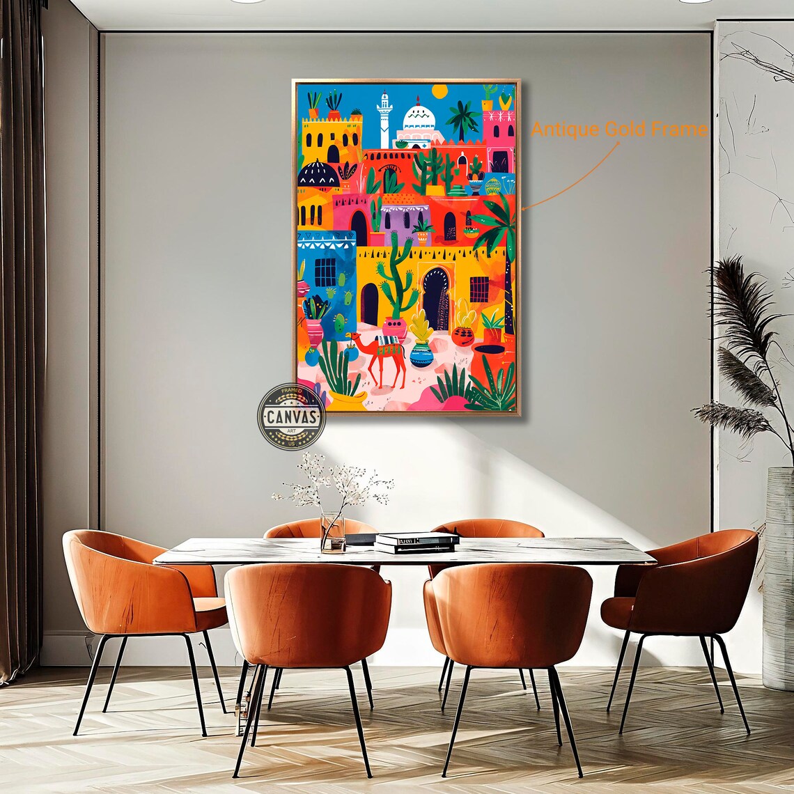Colorful Moroccan Town Exotic Desert Village Abstract Wall Poster - Image 3