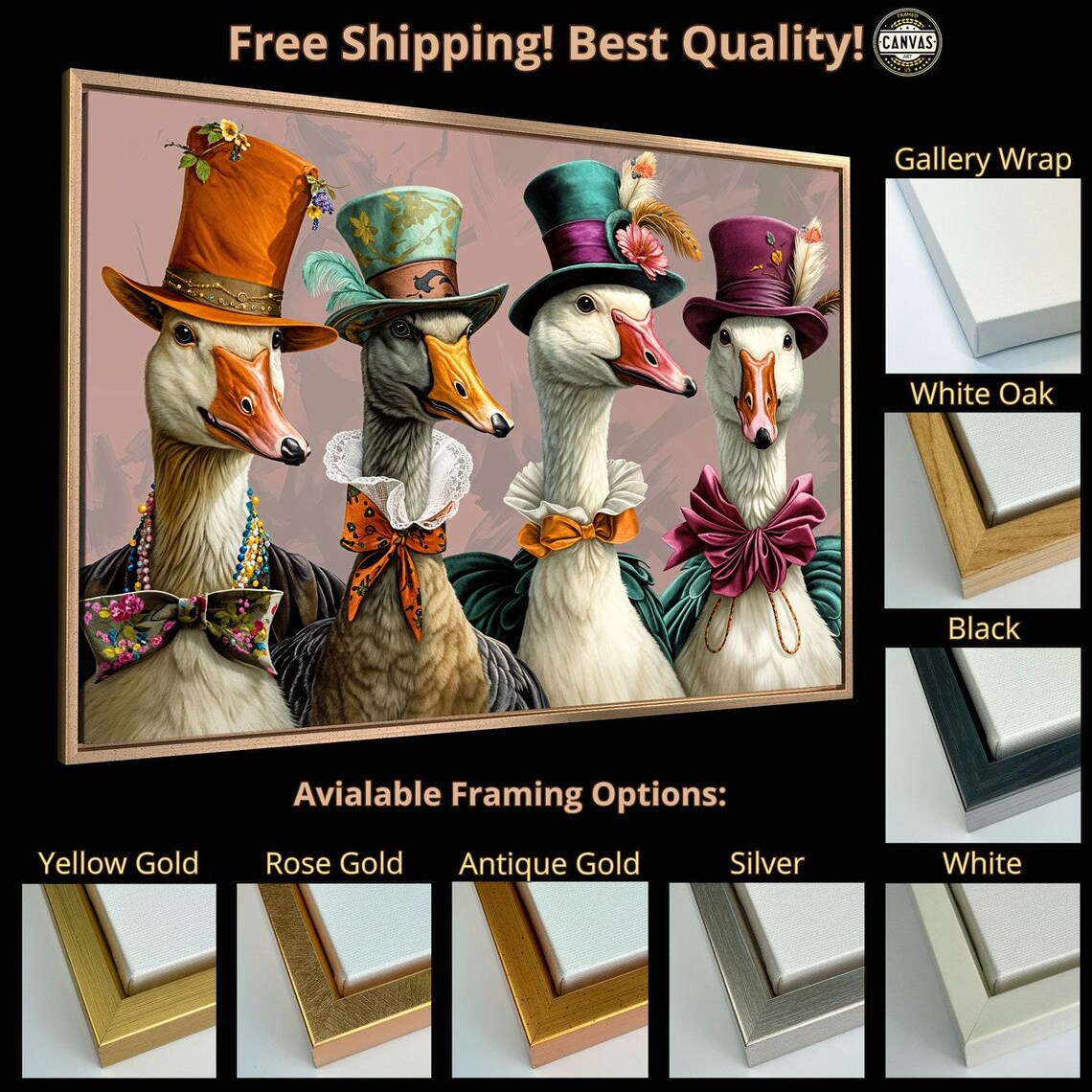 Victorian Geese Art Print, Anthropomorphic Birds - Image 4