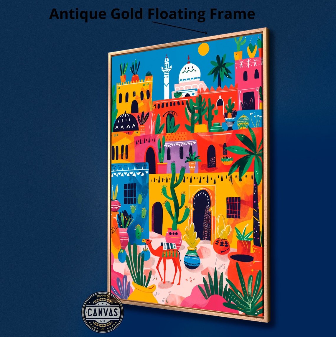 Colorful Moroccan Town Exotic Desert Village Abstract Wall Poster - Image 4