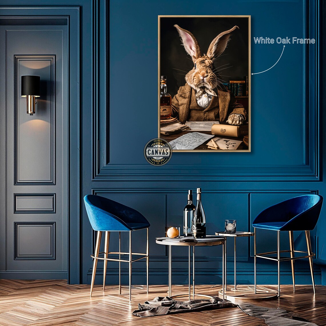 Victorian Rabbit Gentleman At Desk Whiskey Quirky Vintage Art Poster - Image 3