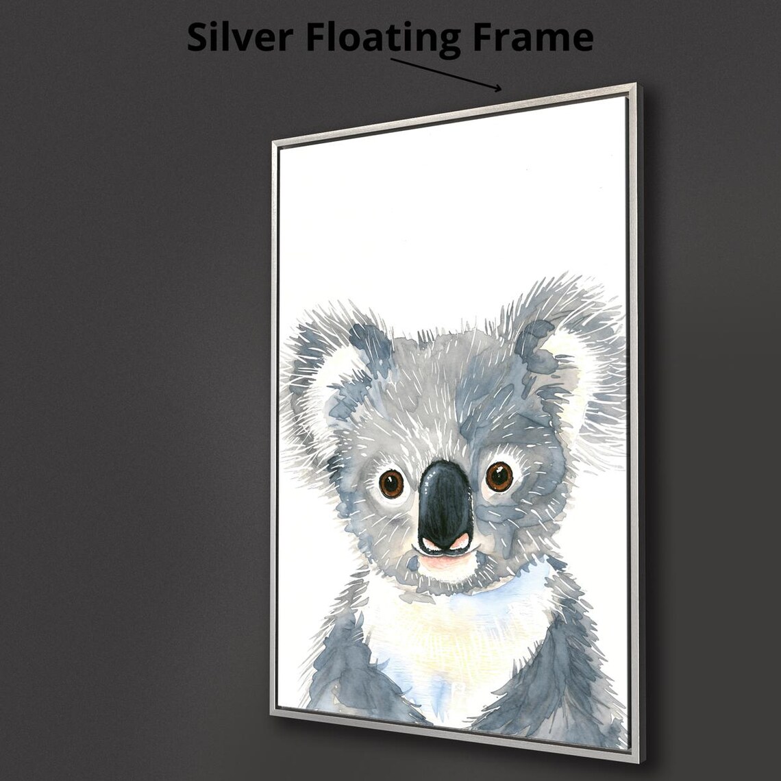 Cute Baby Koala Gray Watercolor Animal Portrait Nursery Poster - Image 2