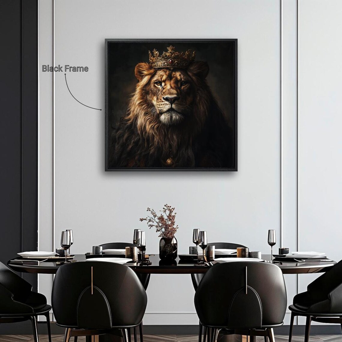 Majestic Lion With Crown, Wildlife Wall Art Print - Image 2