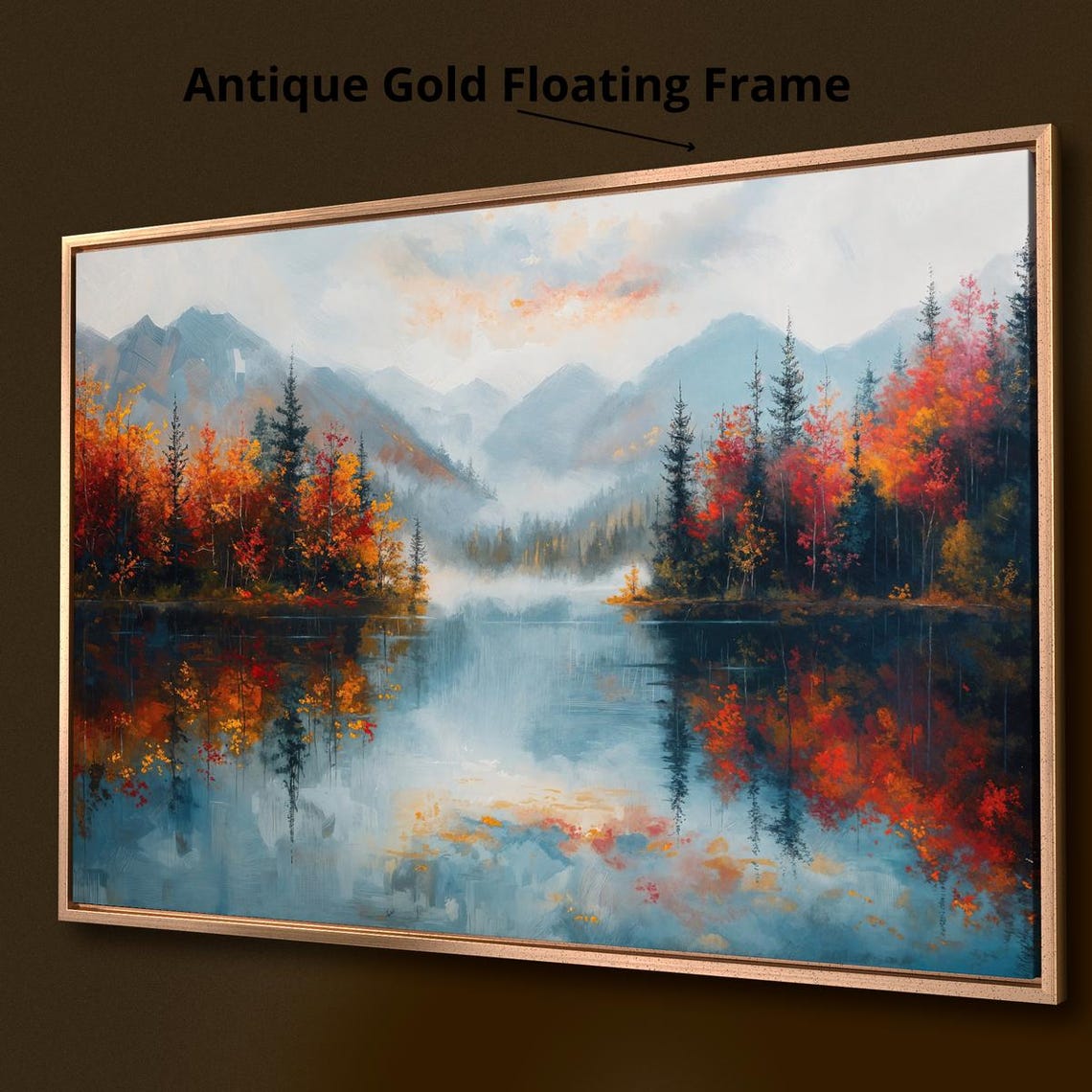 Mystical Autumn Mountain Lake Fall Foliage Reflection Poster - Image 2