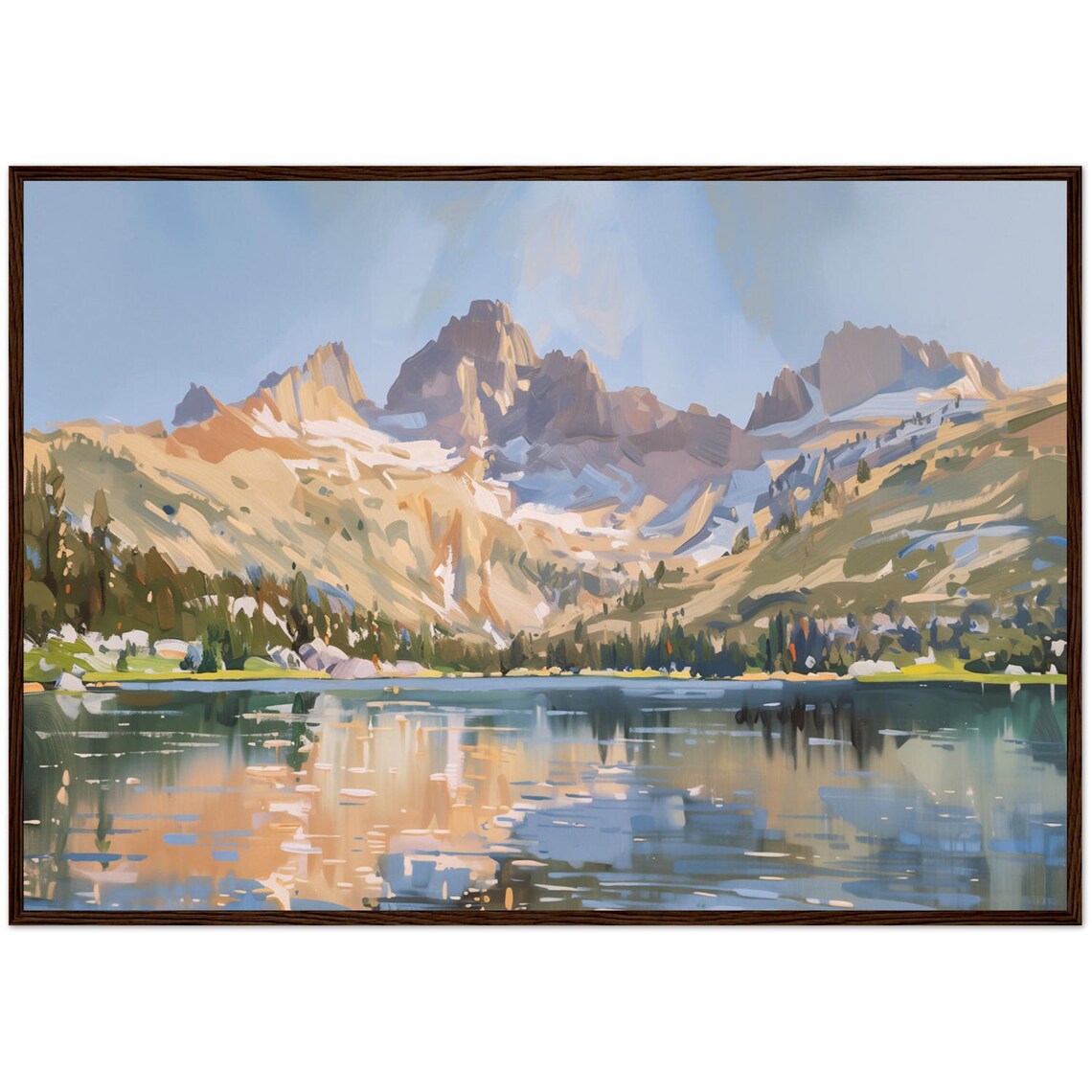 Kings Canyon National Park Alpine Lake Mountain Oil Painting Poster