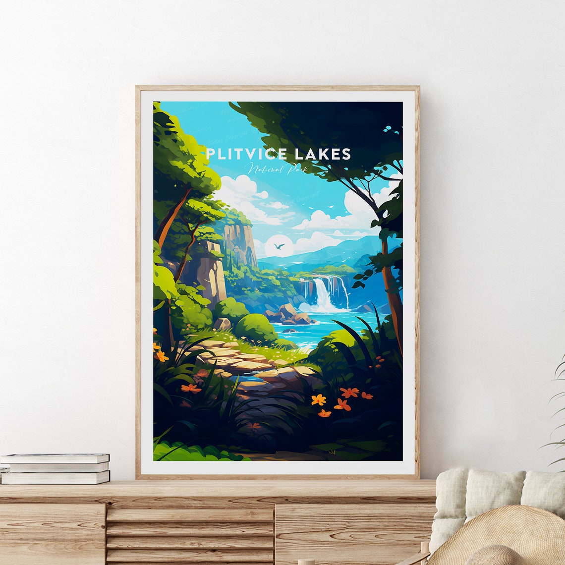 Plitvice Lakes National Park Waterfalls Forest Travel Poster
