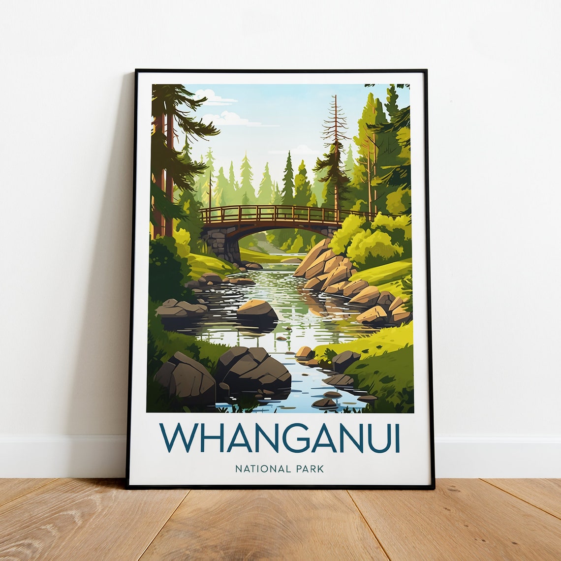 Whanganui National Park Forest River Old Stone Bridge Poster