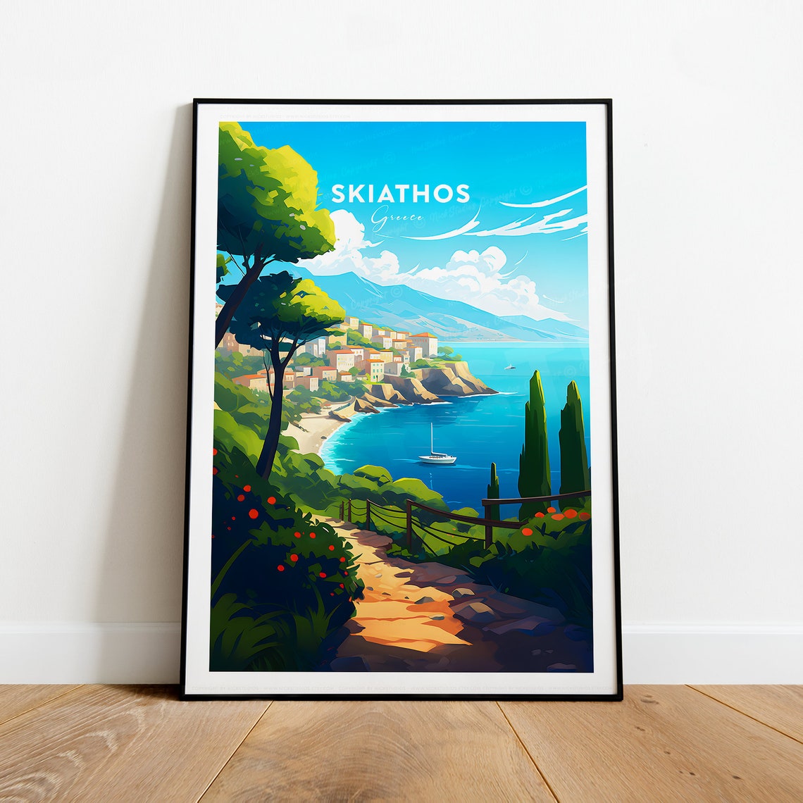 Skiathos Greece Island View Aegean Coastal Bay Sunset Travel Poster - Image 2