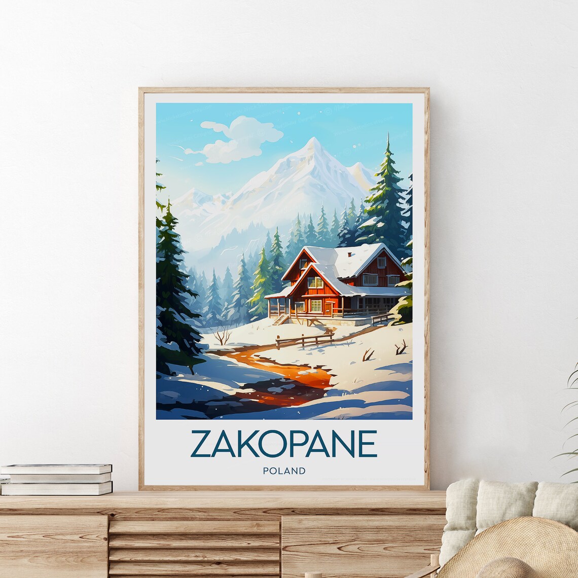 Zakopane Poland Snowy Mountain Chalet Winter Wonderland Travel Poster - Image 2