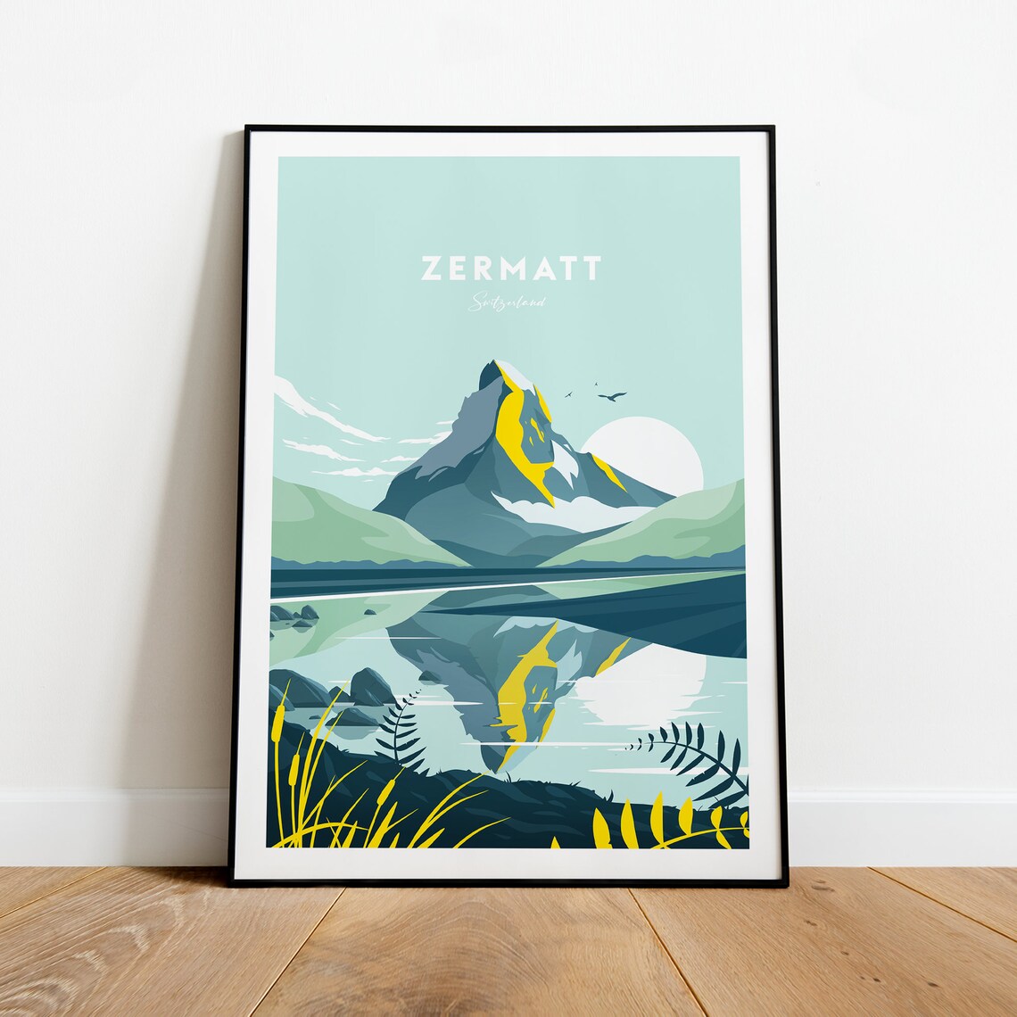 Zermatt Switzerland Matterhorn Reflection Alpine Lake Travel Poster - Image 2