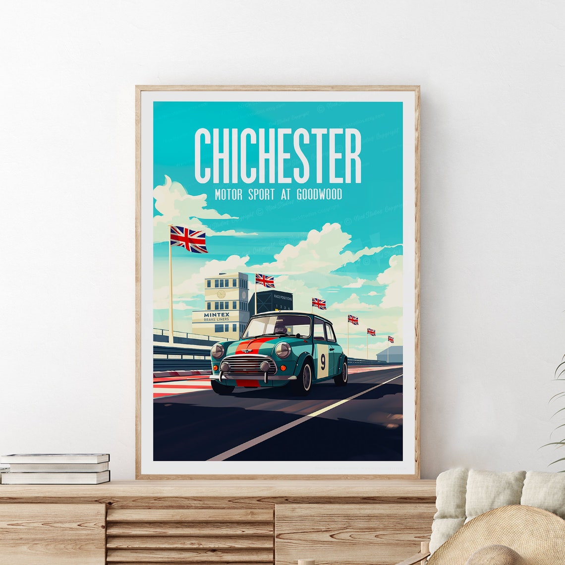 Chichester Goodwood Classic Mini Cooper Race Day Motorsport Poster - Image 2