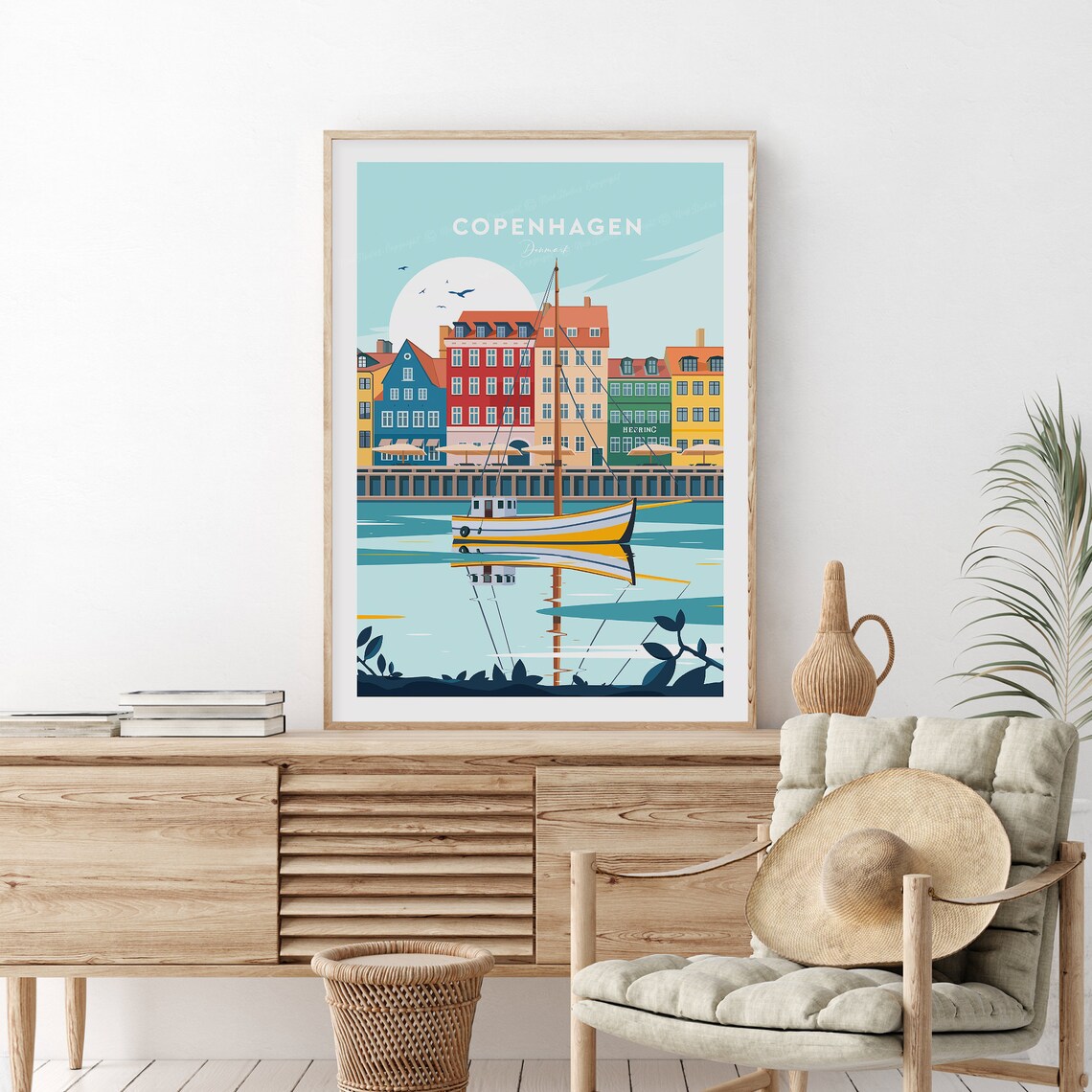 Copenhagen Nyhavn Colorful Harbor Houses and Boat Travel Poster - Image 2