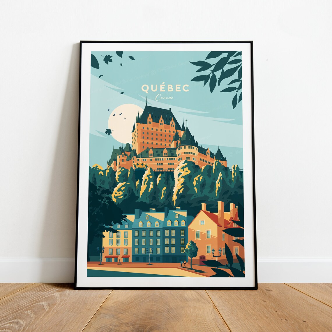 Quebec Canada Historic Castle Old Town City Travel Art Poster