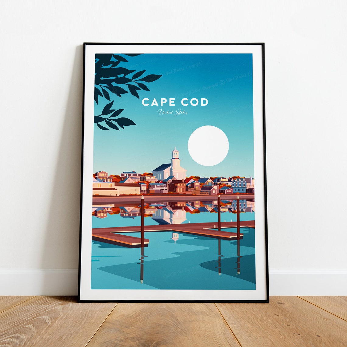 Cape Cod Massachusetts Harbor with Boats at Golden Sunset Poster - Image 2