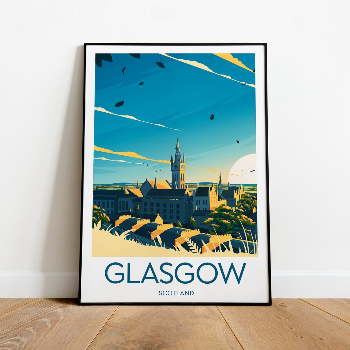Glasgow Scotland Cathedral Skyline Rooftops Sunset Travel Poster - Image 2