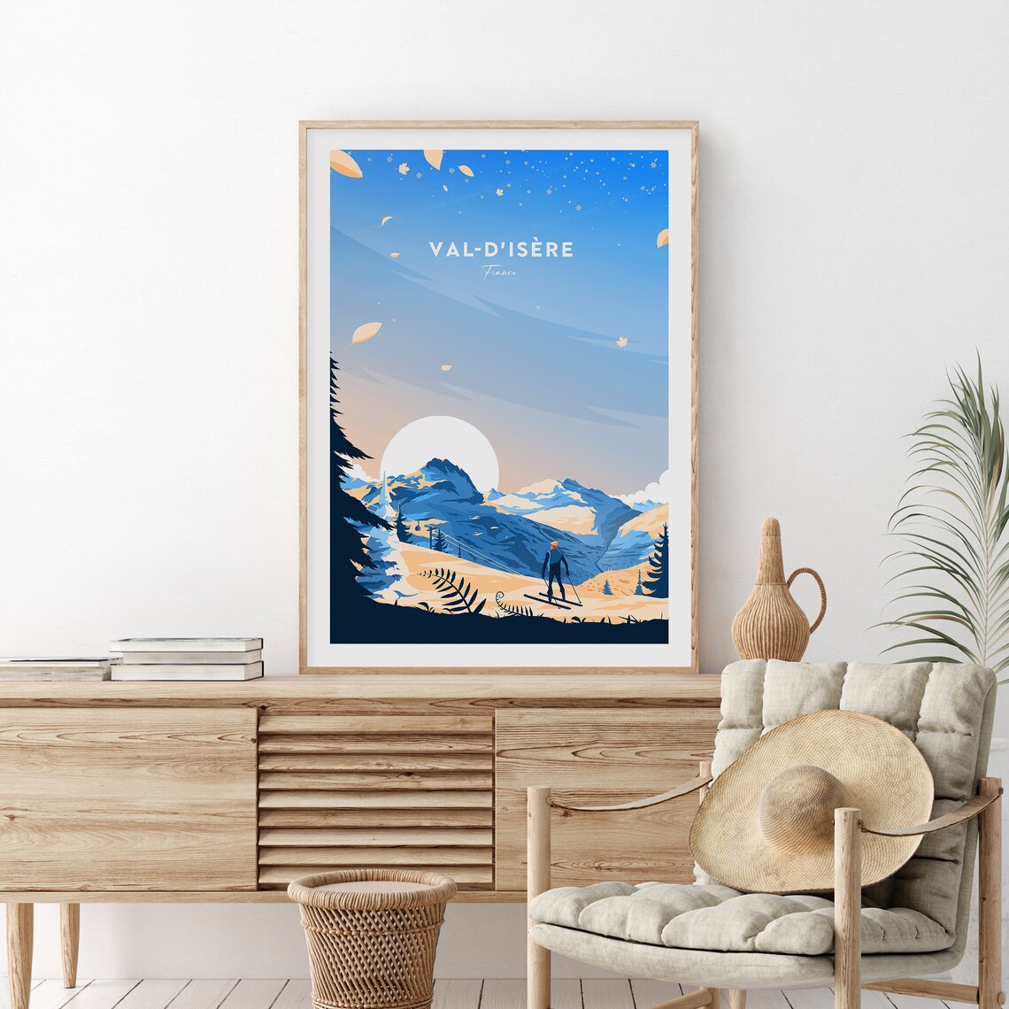 Val dIsere France Skier Alpine Slopes Mountain Snow Travel Poster - Image 2