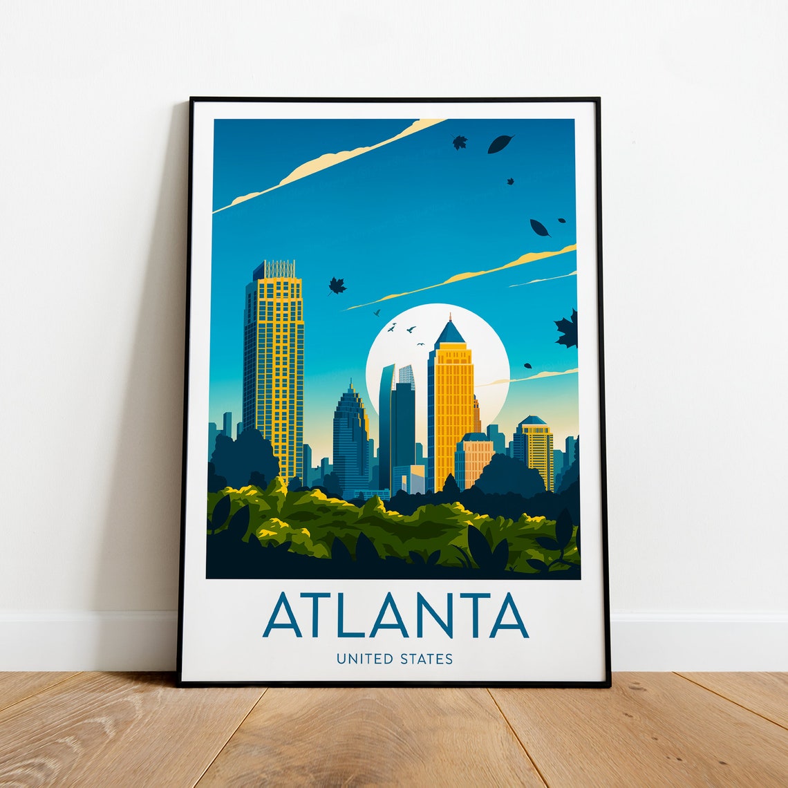 Atlanta Traditional Travel Print United States Georgia Poster Atlanta Poster Usa Print Birthday Wedding Gift
