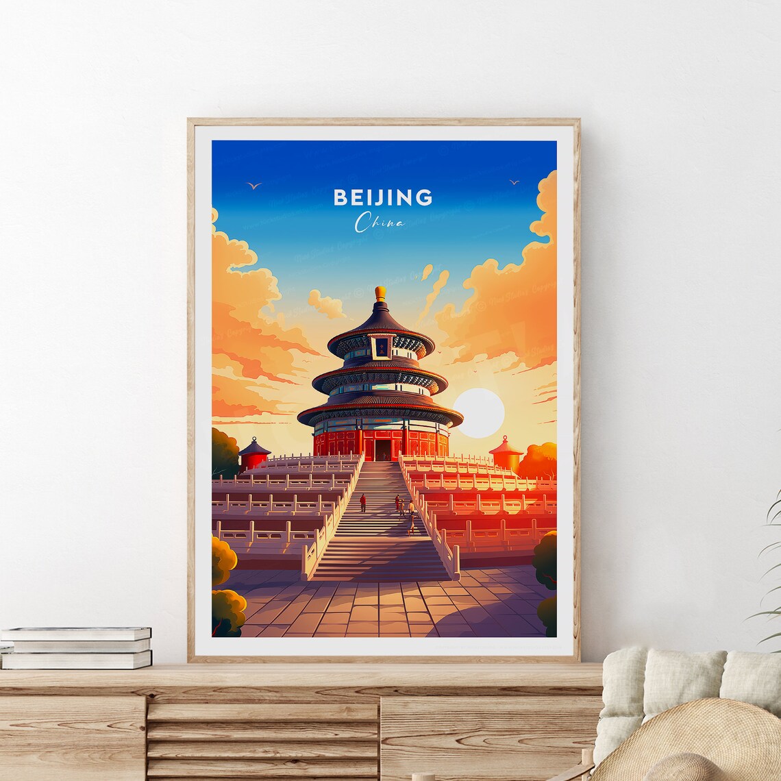 Beijing China Temple of Heaven Hall in Golden Sunset Light Poster - Image 2
