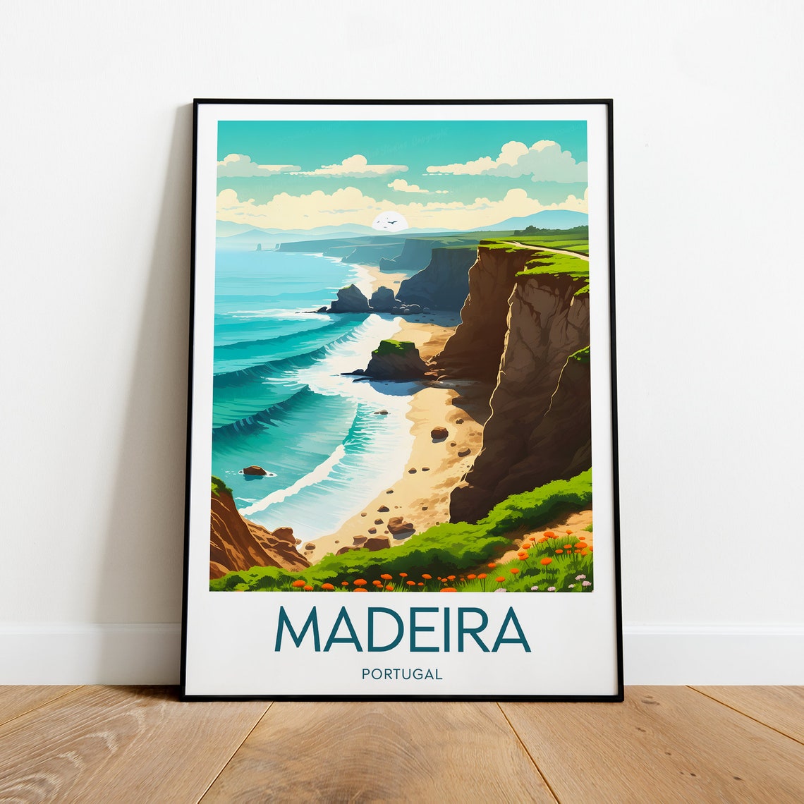 Madeira Dramatic Cliffs Coastal Landscape Portugal Travel Poster
