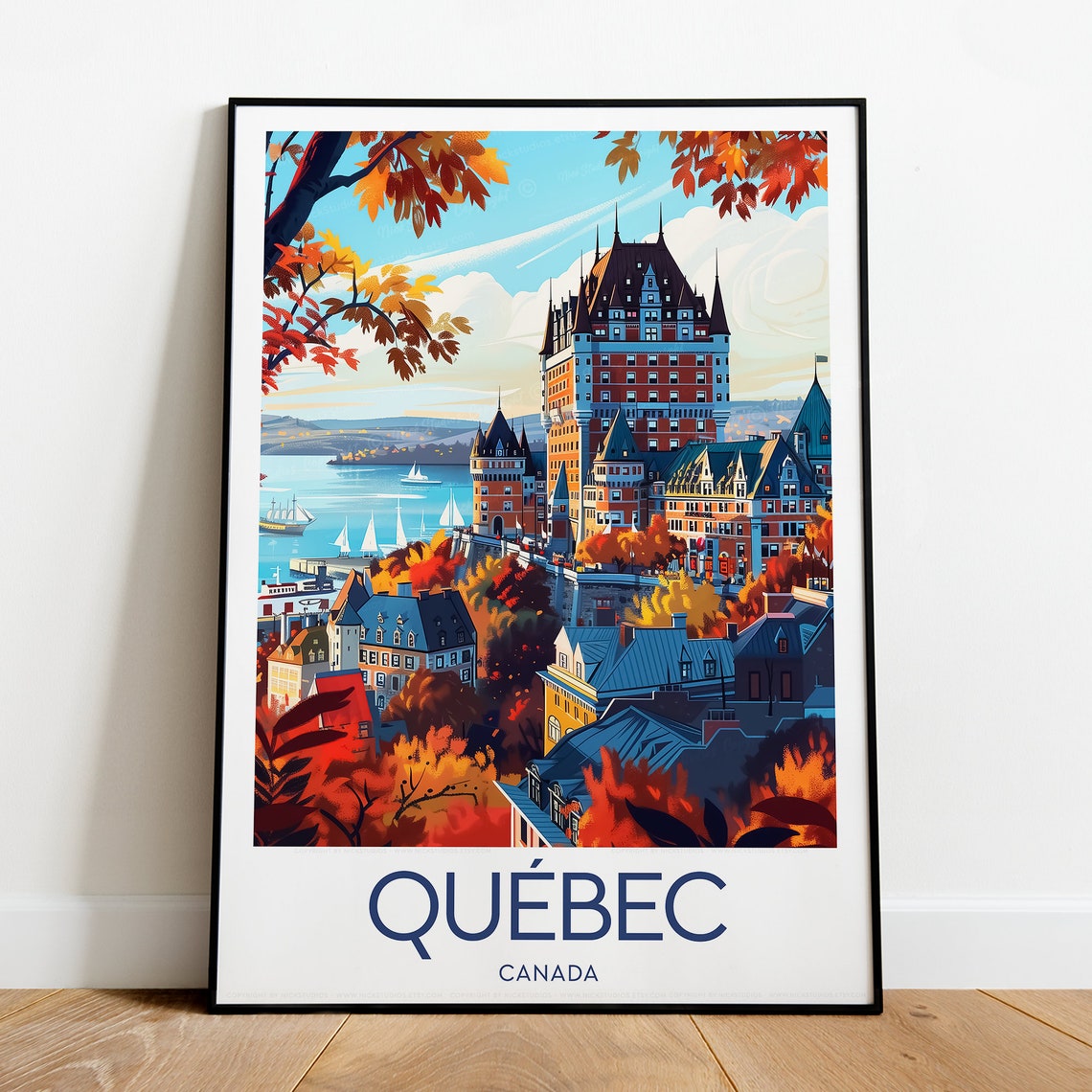 Québec Canada Château Frontenac Autumn Old Town Travel Poster - Image 2