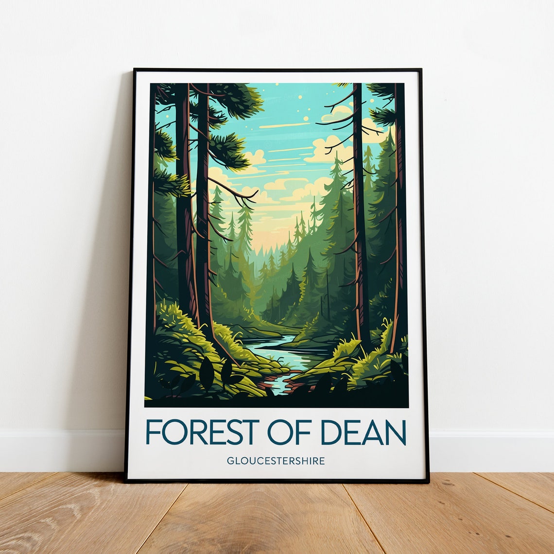 Forest Of Dean Gloucestershire Pine Forest Stream Travel Poster