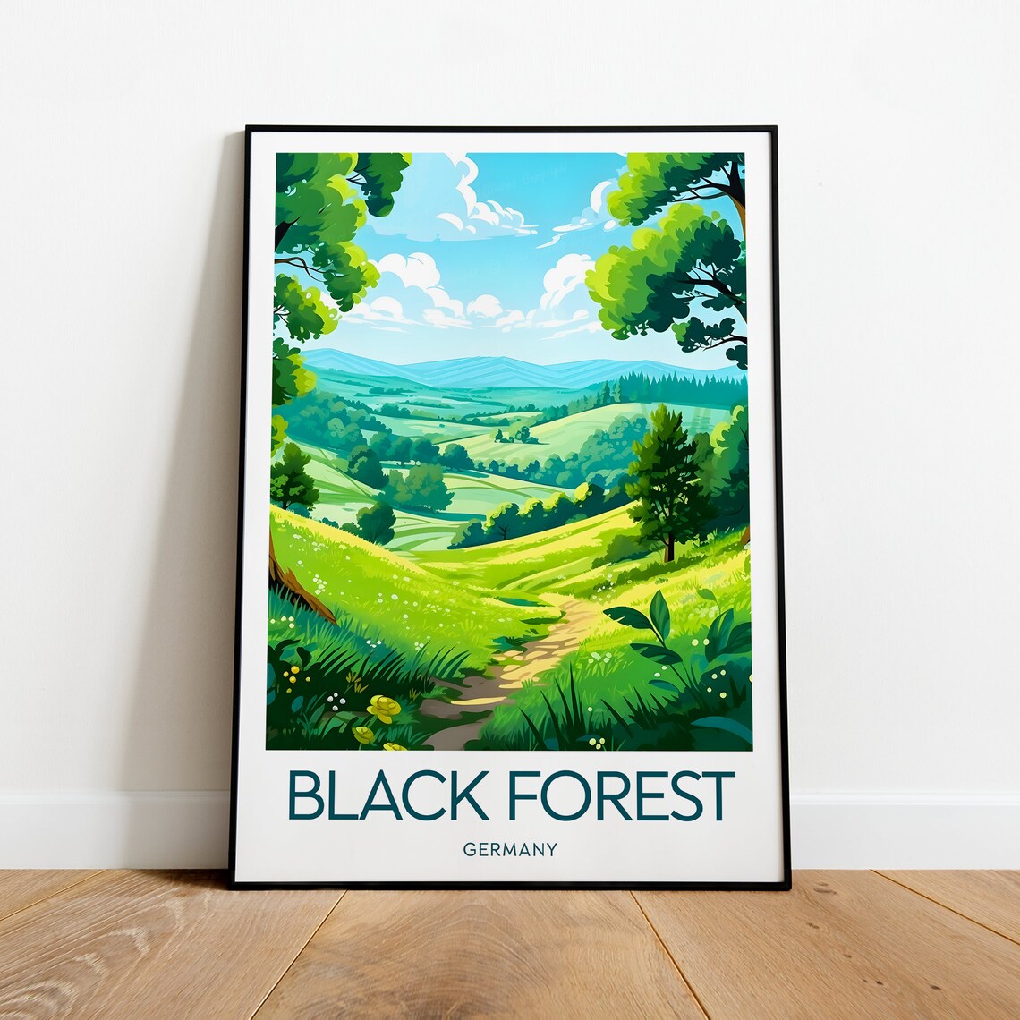 Black Forest Germany Lush Green Valley Hiking Trail Travel Poster - Image 2