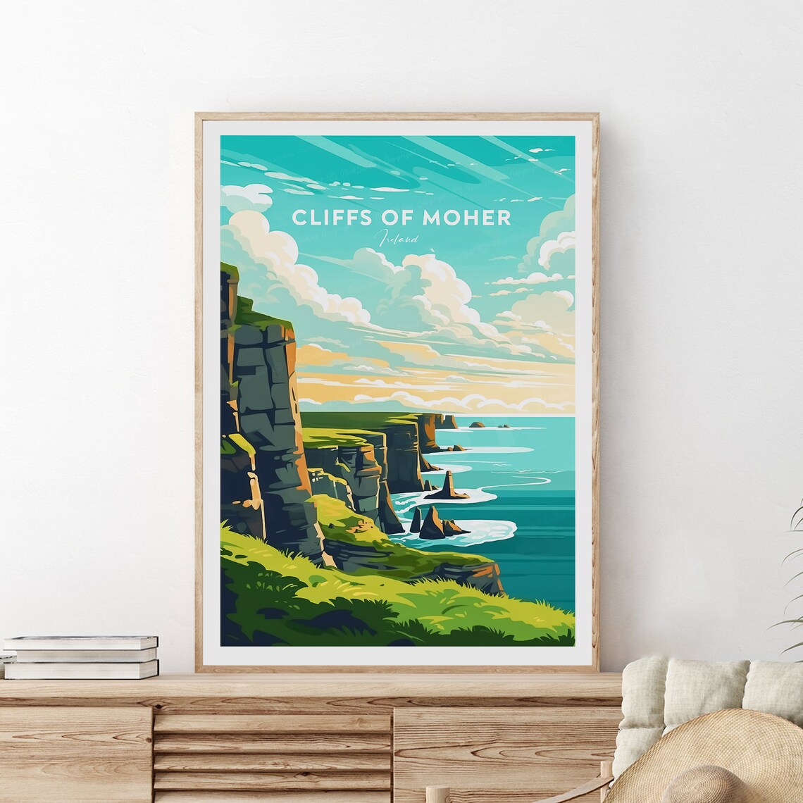 Cliffs Of Moher Ireland Sunset Sea Cliffs Scenic Travel Poster