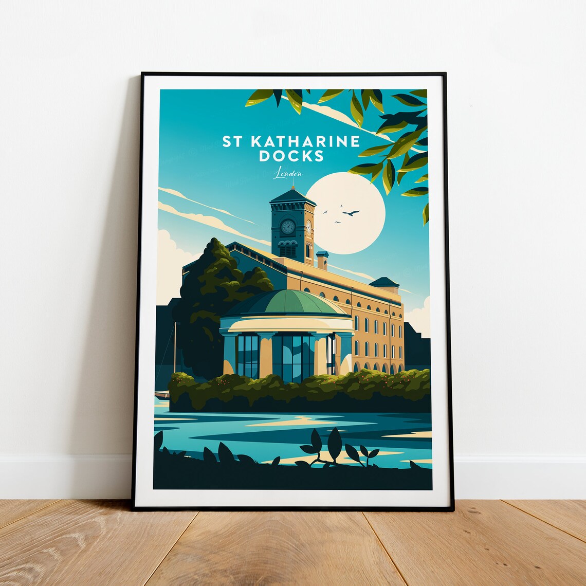 St Katharine Docks London Historic Marina Landmark Travel Poster