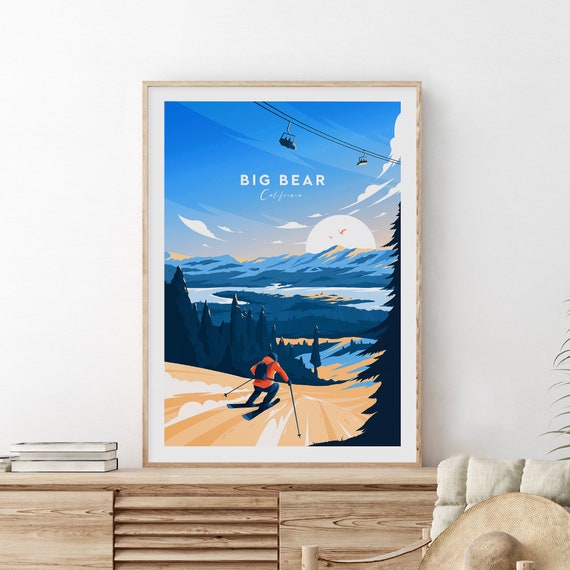 Big Bear Traditional Ski Print California Big Bear Ski Poster Wedding Gift Birthday