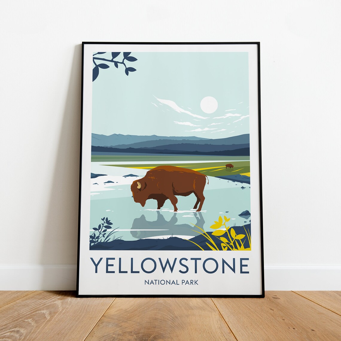 Yellowstone National Park Bison River Wildlife Landscape Poster - Image 2