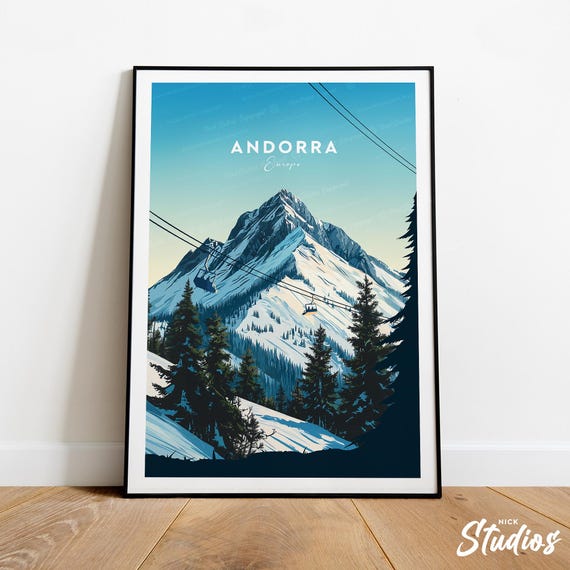 Andorra Traditional Travel Print Europe Andorra Poster Andorra Poster Ski Resort Print Andorra Ski Wedding Gift Birthday Present