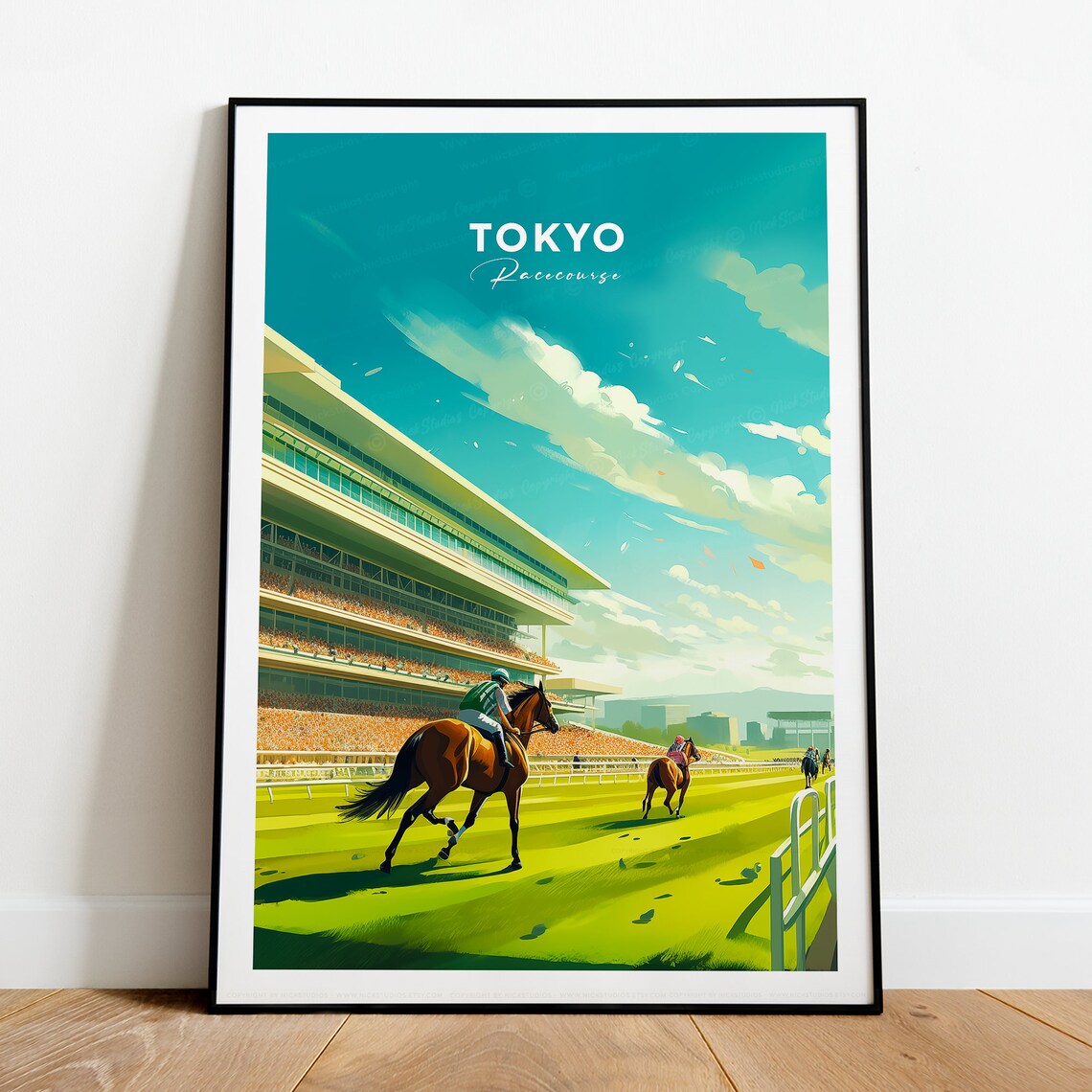Tokyo Racecourse Horse Racing Grandstand Sunny Day Sports Poster - Image 2