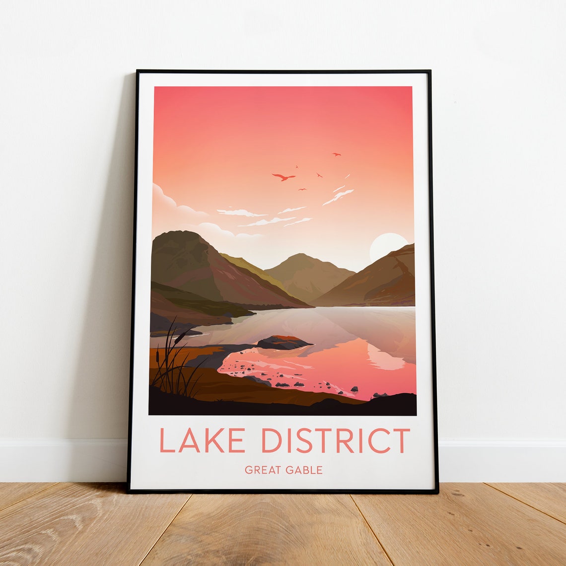 Lake District Great Gable Sunset Lake Mountains Travel Poster - Image 2