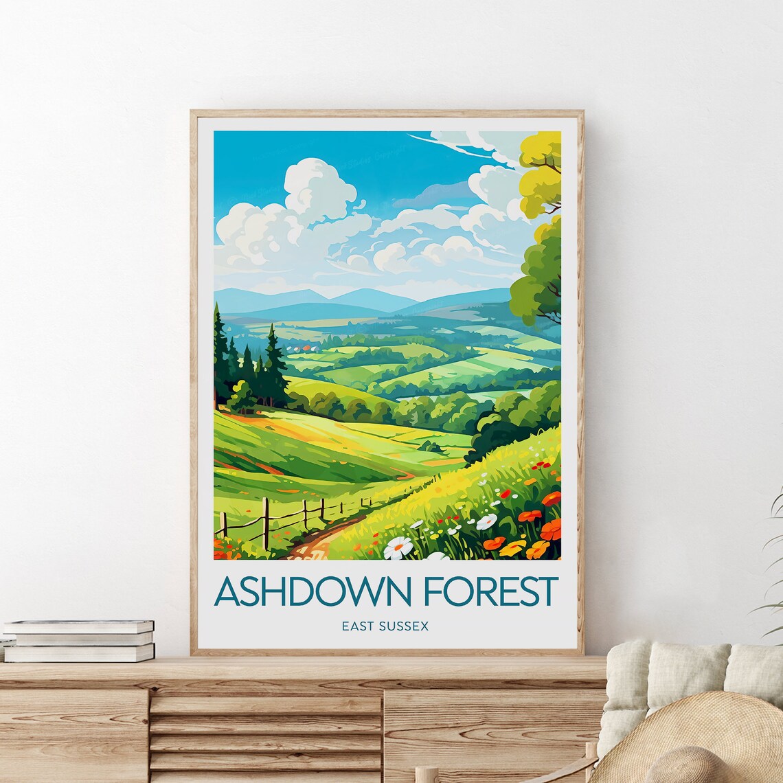 Ashdown Forest East Sussex Rolling Hills Wildflower Travel Poster - Image 2