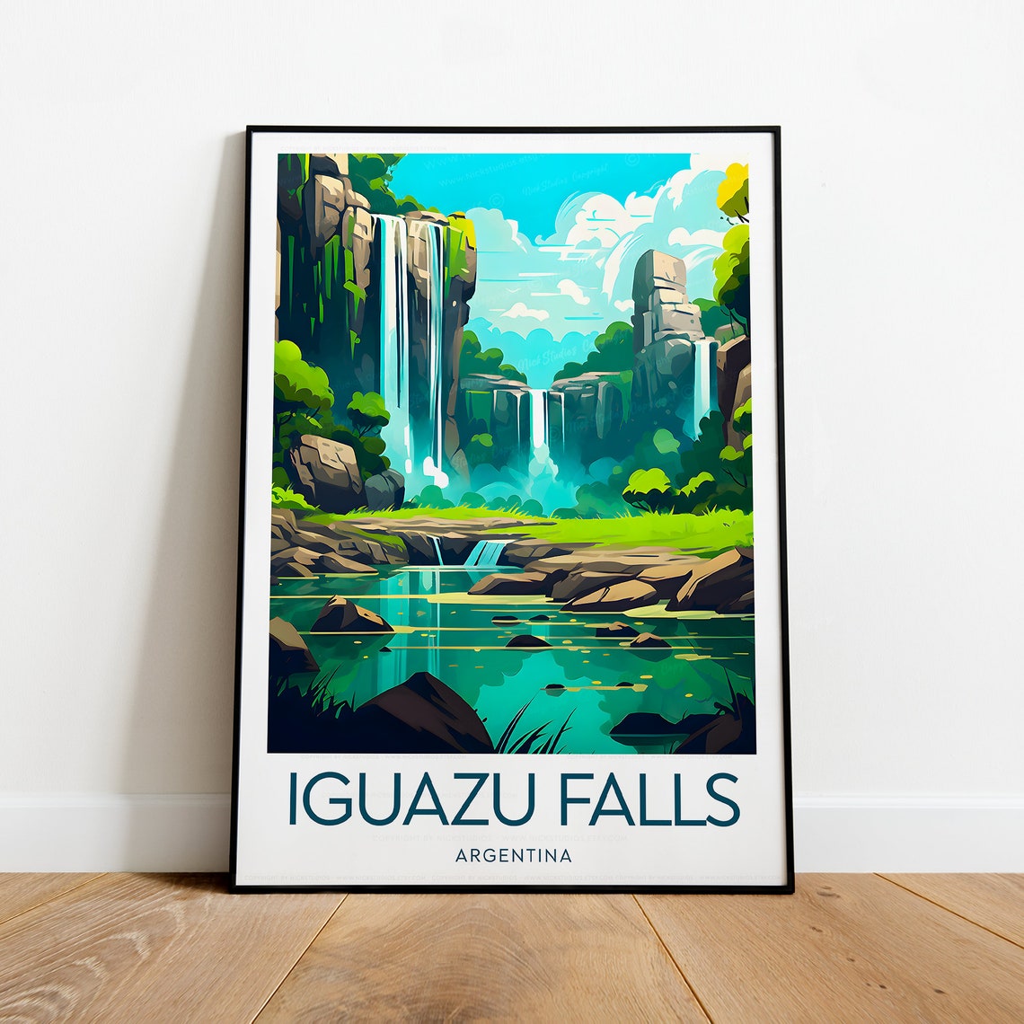 Iguazu Falls Argentina Jungle Waterfall Emerald Pool Scene Poster