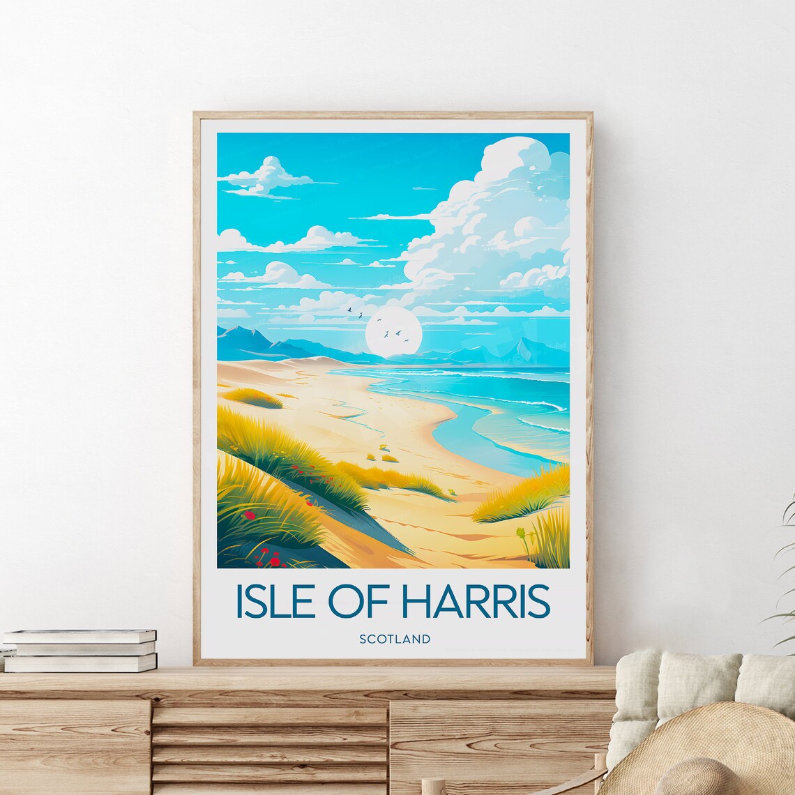 Isle of Harris Scotland Golden Sand Beach Dunes Travel Poster