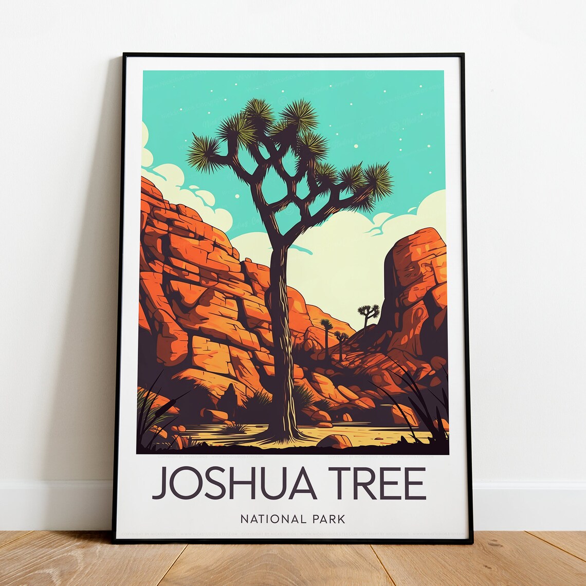 Joshua Tree National Park Iconic Tree Among Red Rocks Scene Poster